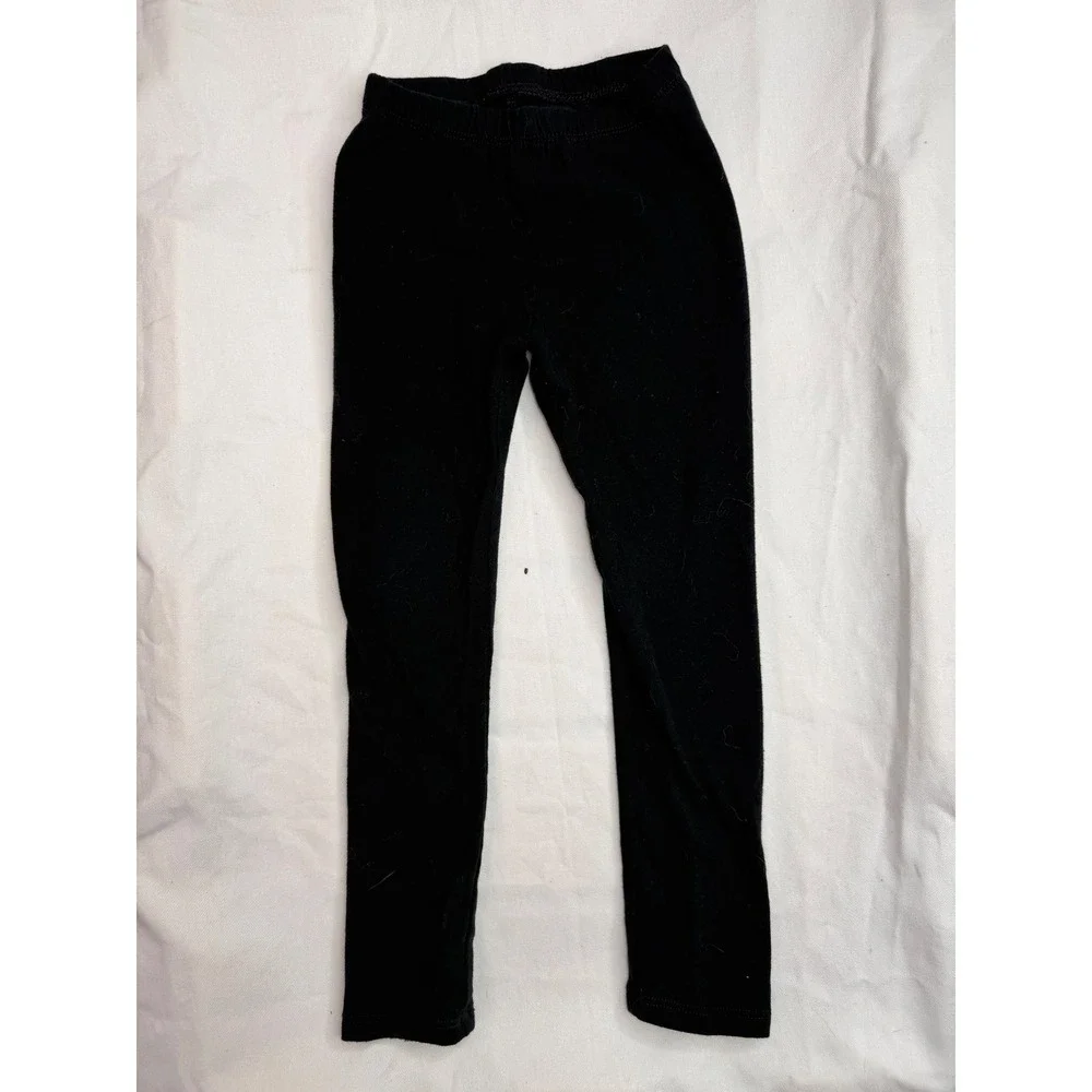 Cat & Jack Girls Black Cotton Blend Leggings Size 4T Solid Basic Pants